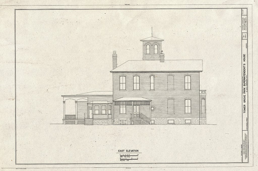 Blueprint HABS MO,96-SALU,46F- (Sheet 6 of 8) - Tower Grove Park, Superintendent's House, 4255 Arsenal Street, Saint Louis, Independent City, MO