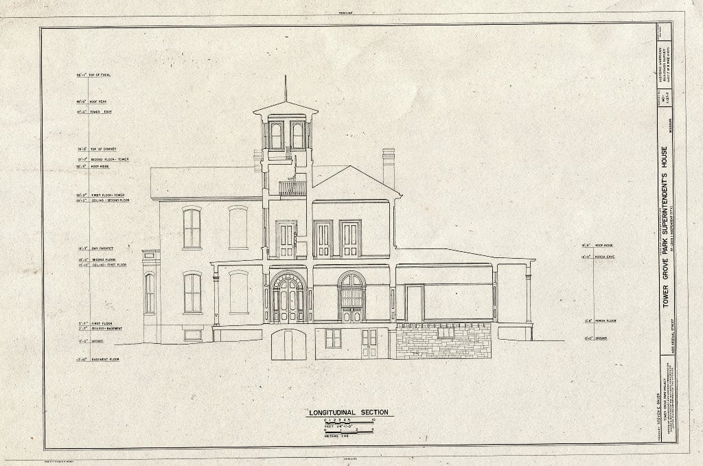 Blueprint HABS MO,96-SALU,46F- (Sheet 7 of 8) - Tower Grove Park, Superintendent's House, 4255 Arsenal Street, Saint Louis, Independent City, MO