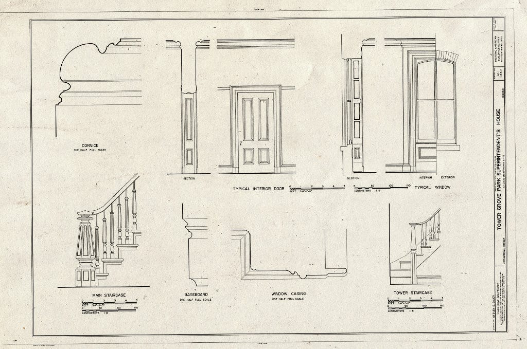 Blueprint HABS MO,96-SALU,46F- (Sheet 8 of 8) - Tower Grove Park, Superintendent's House, 4255 Arsenal Street, Saint Louis, Independent City, MO