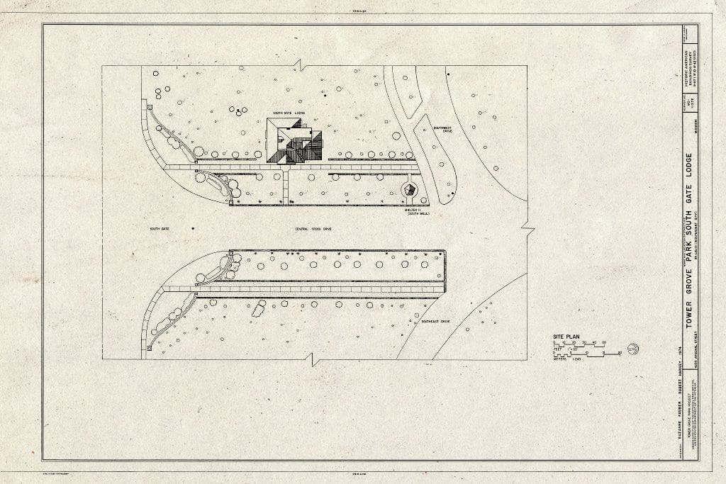 Blueprint HABS MO,96-SALU,46E- (Sheet 1 of 10) - Tower Grove Park, South Gate Lodge, 4255 Arsenal Street, Saint Louis, Independent City, MO