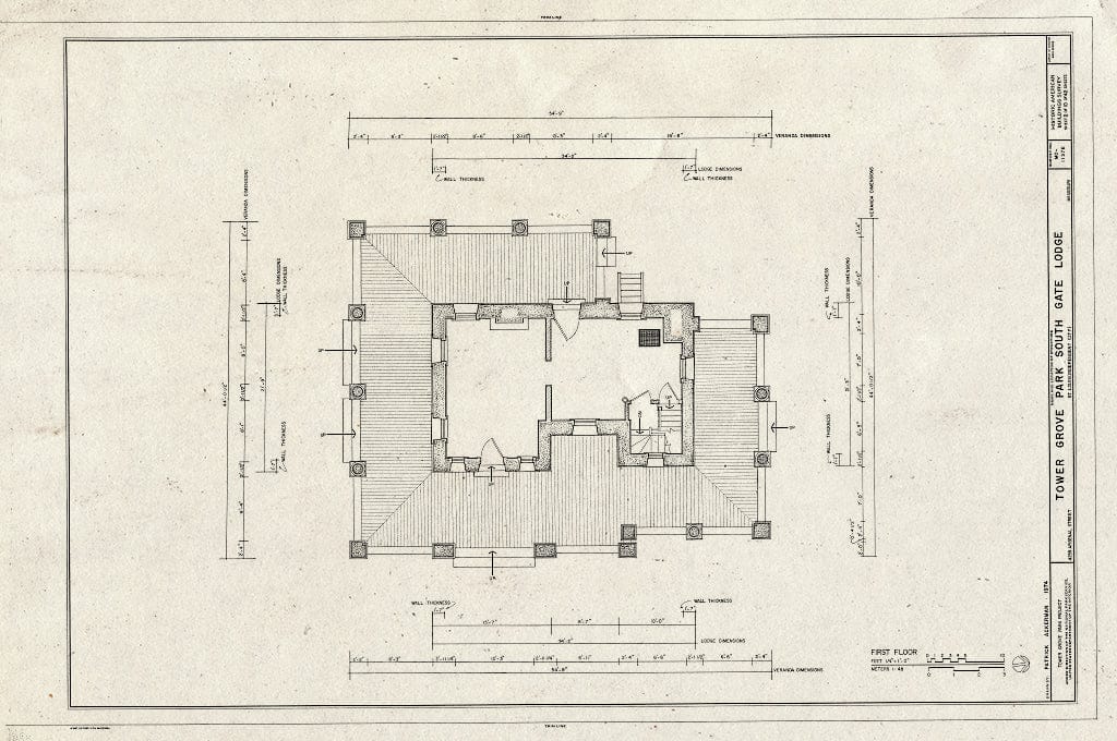 Blueprint HABS MO,96-SALU,46E- (Sheet 2 of 10) - Tower Grove Park, South Gate Lodge, 4255 Arsenal Street, Saint Louis, Independent City, MO