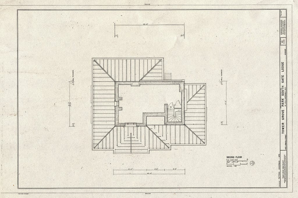 Blueprint HABS MO,96-SALU,46E- (Sheet 3 of 10) - Tower Grove Park, South Gate Lodge, 4255 Arsenal Street, Saint Louis, Independent City, MO