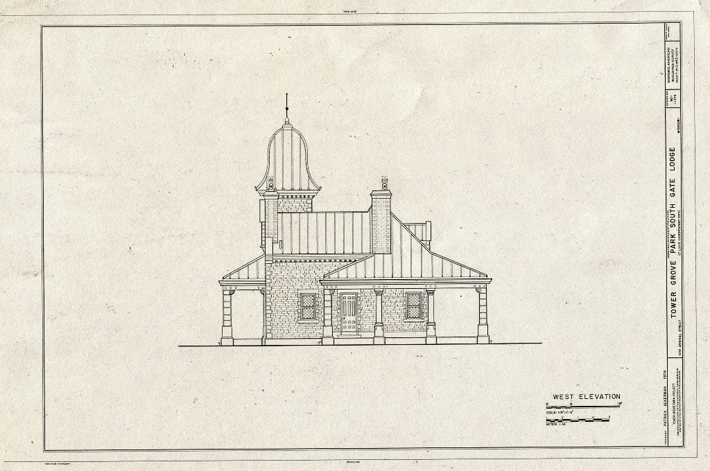 Blueprint HABS MO,96-SALU,46E- (Sheet 7 of 10) - Tower Grove Park, South Gate Lodge, 4255 Arsenal Street, Saint Louis, Independent City, MO