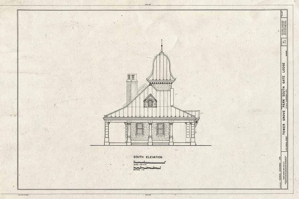 Blueprint HABS MO,96-SALU,46E- (Sheet 8 of 10) - Tower Grove Park, South Gate Lodge, 4255 Arsenal Street, Saint Louis, Independent City, MO