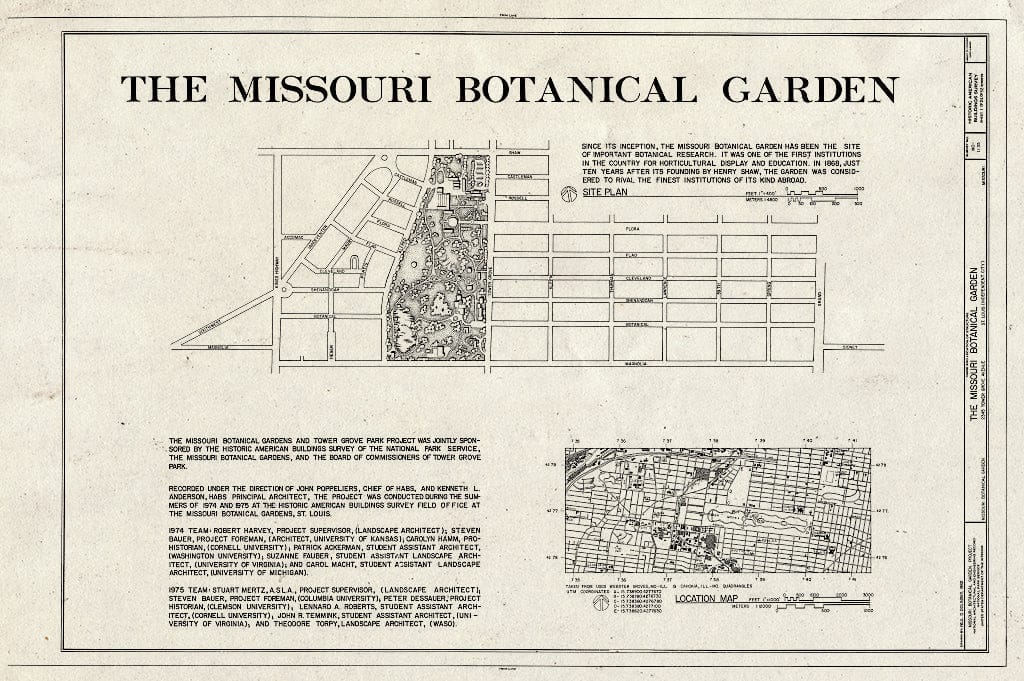Blueprint HABS MO,96-SALU,105- (Sheet 1 of 24) - Missouri Botanical Garden, 2345 Tower Grove Avenue, Saint Louis, Independent City, MO