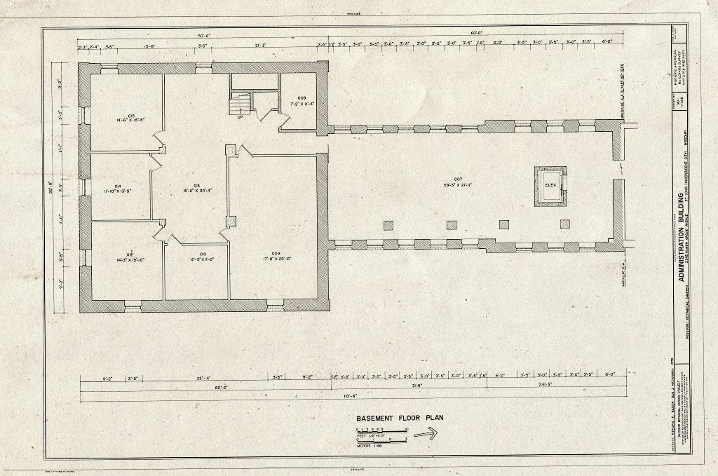 Blueprint HABS MO,96-SALU,105B- (Sheet 2 of 8) - Missouri Botanical Garden, Administration Building, 2345 Tower Grove Avenue, Saint Louis, Independent City, MO