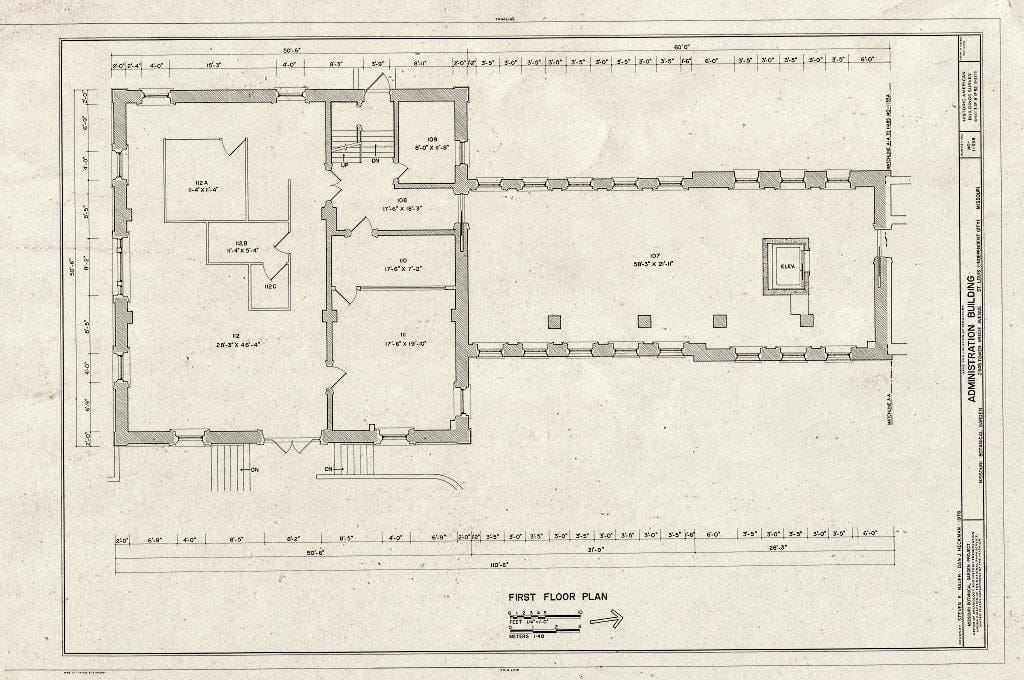 Blueprint HABS MO,96-SALU,105B- (Sheet 3 of 8) - Missouri Botanical Garden, Administration Building, 2345 Tower Grove Avenue, Saint Louis, Independent City, MO