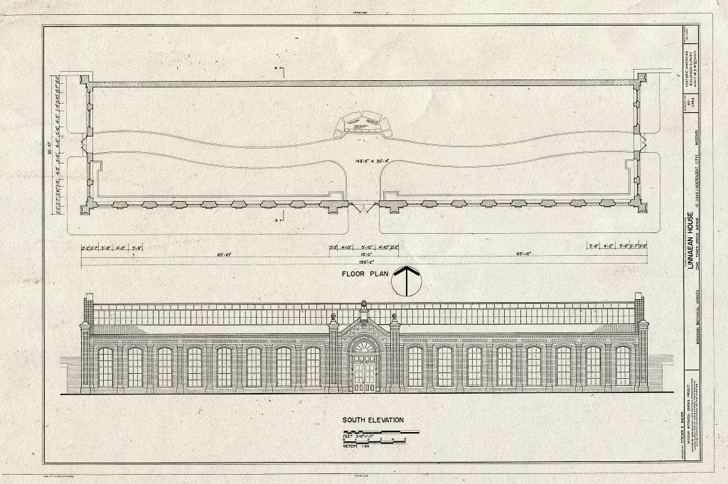 Blueprint HABS MO,96-SALU,105D- (Sheet 1 of 3) - Missouri Botanical Garden, Linnaean House, 2345 Tower Grove Avenue, Saint Louis, Independent City, MO