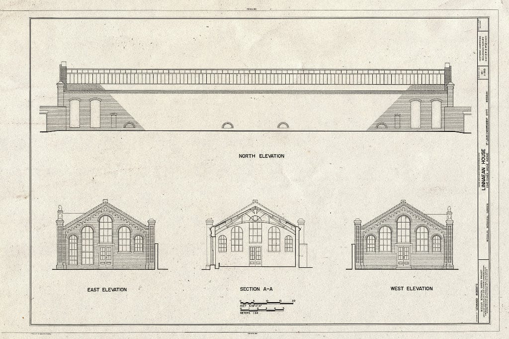 Blueprint HABS MO,96-SALU,105D- (Sheet 2 of 3) - Missouri Botanical Garden, Linnaean House, 2345 Tower Grove Avenue, Saint Louis, Independent City, MO
