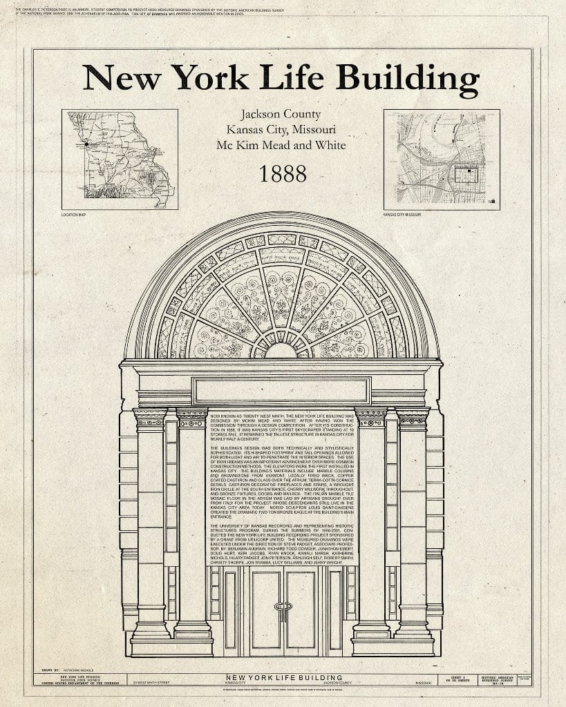Blueprint HABS MO,48-KANCI,12- (Sheet 1 of 20) - New York Life Insurance Building, 20 West Ninth Street, Kansas City, Jackson County, MO