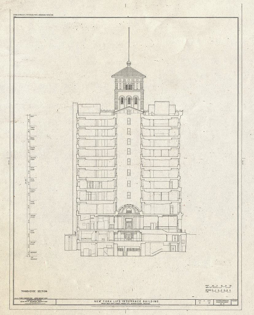 Blueprint HABS MO,48-KANCI,12- (Sheet 15 of 20) - New York Life Insurance Building, 20 West Ninth Street, Kansas City, Jackson County, MO