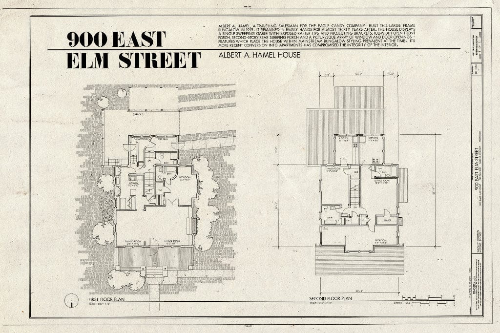 Blueprint HABS MO,39-SPRIF,35- (Sheet 1 of 1) - Walnut-Dollison Historic District, Albert A. Hamel House, 900 East Elm Street, Springfield, Greene County, MO