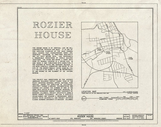 Blueprint HABS MO,97-SAIGEN,37- (Sheet 1 of 3) - Rozier House, St. Mary's Road, Sainte Genevieve, Ste. Genevieve County, MO