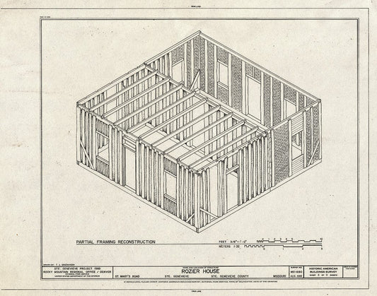 Blueprint HABS MO,97-SAIGEN,37- (Sheet 3 of 3) - Rozier House, St. Mary's Road, Sainte Genevieve, Ste. Genevieve County, MO