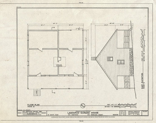 Blueprint HABS MO,97-SAIGEN,30- (Sheet 3 of 9) - Lasource-Durand House, St. Mary's Road Behind Bequet-Ribault House, Sainte Genevieve, Ste. Genevieve County, MO