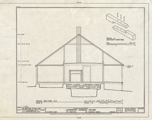Blueprint HABS MO,97-SAIGEN,30- (Sheet 4 of 9) - Lasource-Durand House, St. Mary's Road Behind Bequet-Ribault House, Sainte Genevieve, Ste. Genevieve County, MO