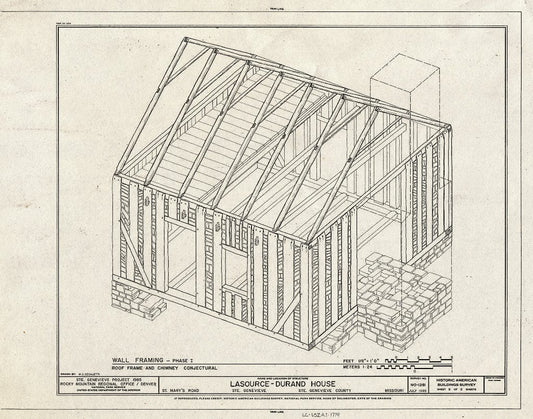 Blueprint HABS MO,97-SAIGEN,30- (Sheet 8 of 9) - Lasource-Durand House, St. Mary's Road Behind Bequet-Ribault House, Sainte Genevieve, Ste. Genevieve County, MO