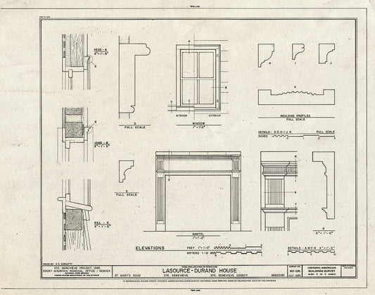Blueprint HABS MO,97-SAIGEN,30- (Sheet 9 of 9) - Lasource-Durand House, St. Mary's Road Behind Bequet-Ribault House, Sainte Genevieve, Ste. Genevieve County, MO
