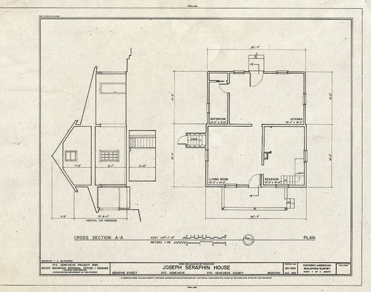 Blueprint HABS MO,97-SAIGEN,32- (Sheet 2 of 2) - Joseph Seraphin House, 74 Seraphin Street, Sainte Genevieve, Ste. Genevieve County, MO
