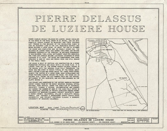 Blueprint HABS MO,97-SAIGEN.V,5- (Sheet 1 of 5) - Pierre Delassus DeLuziereHouse, U.S. Route 61, Sainte Genevieve, Ste. Genevieve County, MO
