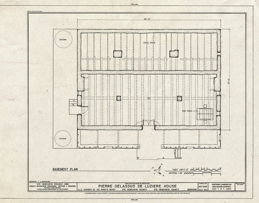 Blueprint HABS MO,97-SAIGEN.V,5- (Sheet 3 of 5) - Pierre Delassus DeLuziereHouse, U.S. Route 61, Sainte Genevieve, Ste. Genevieve County, MO