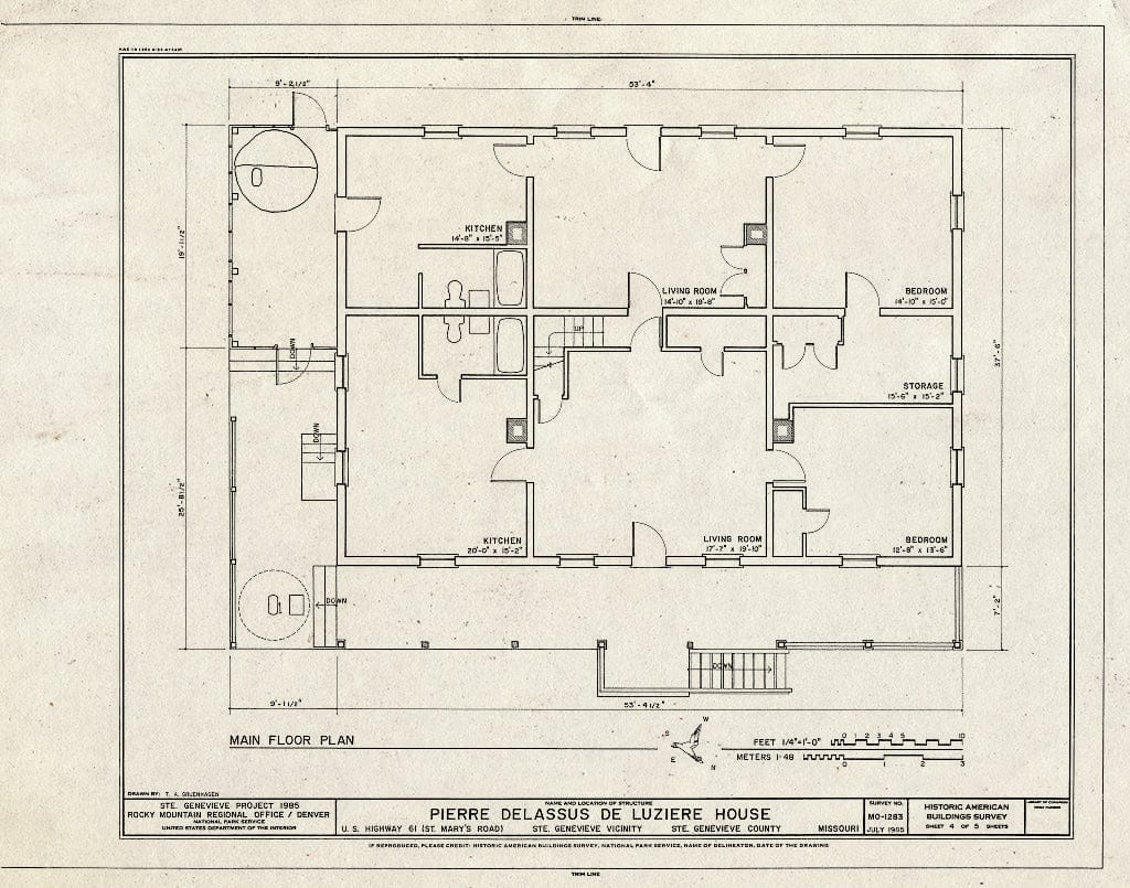 Blueprint HABS MO,97-SAIGEN.V,5- (Sheet 4 of 5) - Pierre Delassus DeLuziereHouse, U.S. Route 61, Sainte Genevieve, Ste. Genevieve County, MO