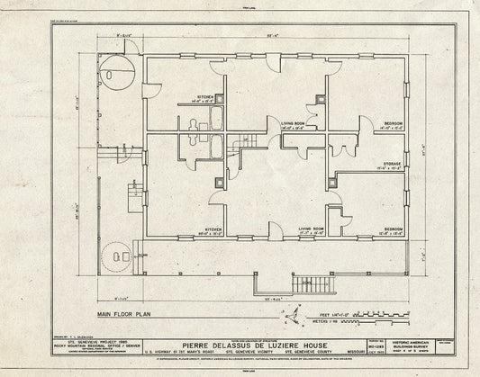 Blueprint HABS MO,97-SAIGEN.V,5- (Sheet 4 of 5) - Pierre Delassus DeLuziereHouse, U.S. Route 61, Sainte Genevieve, Ste. Genevieve County, MO