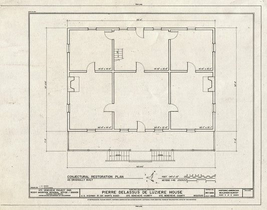 Blueprint HABS MO,97-SAIGEN.V,5- (Sheet 5 of 5) - Pierre Delassus DeLuziereHouse, U.S. Route 61, Sainte Genevieve, Ste. Genevieve County, MO