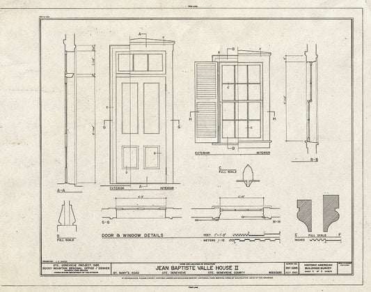 Blueprint HABS MO,97-SAIGEN,34- (Sheet 5 of 5) - Jean Baptiste Valle House II, St. Mary's Road, Sainte Genevieve, Ste. Genevieve County, MO