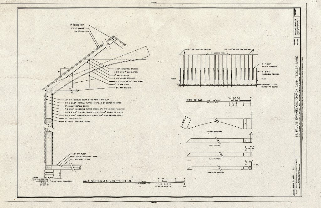Blueprint HABS MO,36-GER.V,2- (Sheet 5 of 5) - St. Paul's Evangelical Church, U.S. Route 50, Gerald, Franklin County, MO