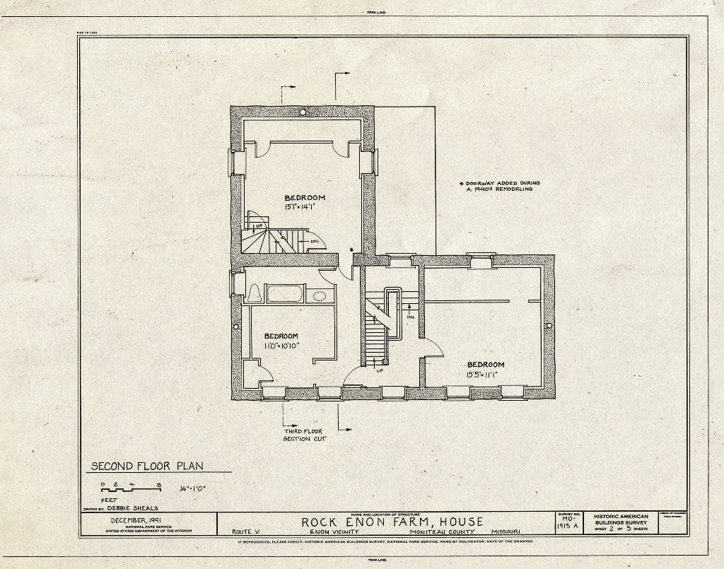 Blueprint HABS MO,68-ENON.V,1A- (Sheet 2 of 5) - Rock Enon Farm, House, State Route V, Enon, Moniteau County, MO