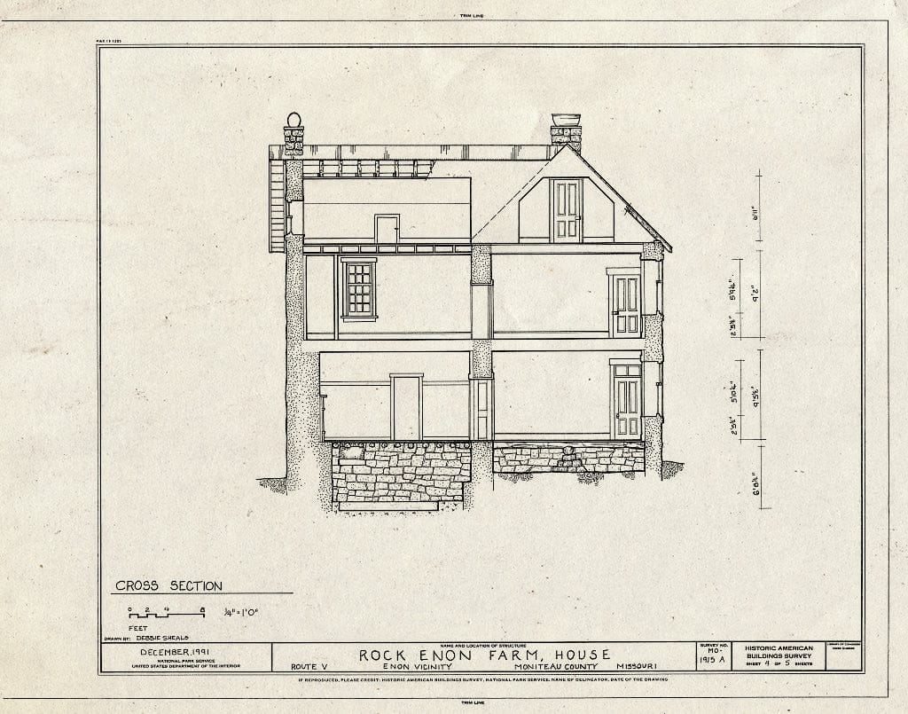 Blueprint HABS MO,68-ENON.V,1A- (Sheet 4 of 5) - Rock Enon Farm, House, State Route V, Enon, Moniteau County, MO