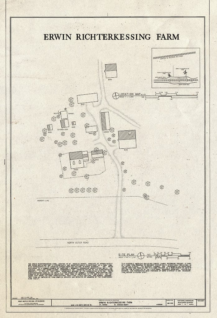 Blueprint HABS MO-1920 (Sheet 1 of 1) - Erwin Richterkessing Farm, 4540 I-70 North Service Road, Saint Peters, St. Charles County, MO