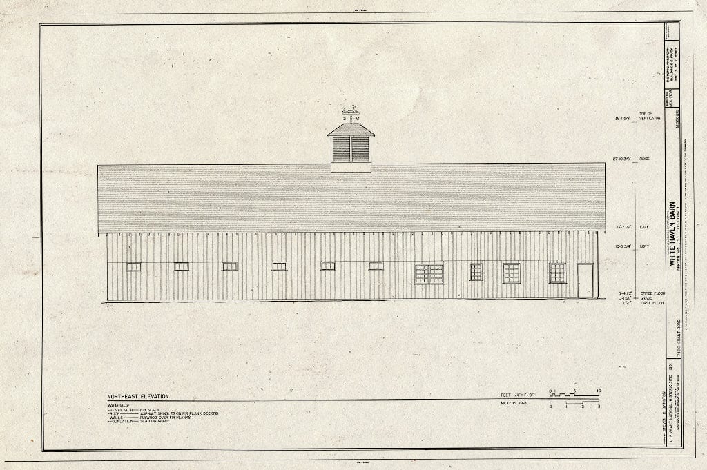 Blueprint HABS MO,95-AFT.V,1C- (Sheet 3 of 7) - White Haven, Barn, 7400 Grant Road, Affton, St. Louis County, MO
