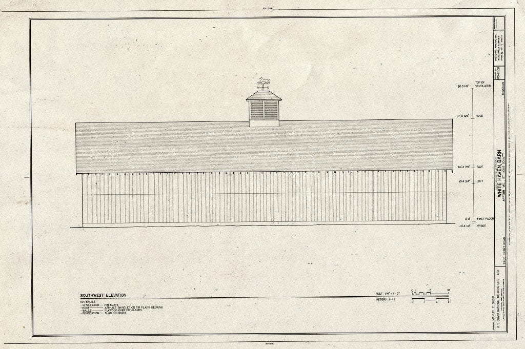Blueprint HABS MO,95-AFT.V,1C- (Sheet 5 of 7) - White Haven, Barn, 7400 Grant Road, Affton, St. Louis County, MO