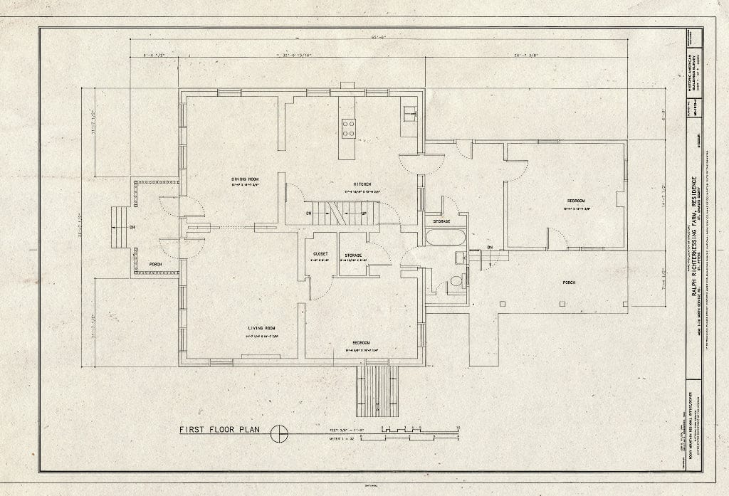 Blueprint HABS MO-1919-A (Sheet 1 of 6) - Ralph Richterkessing Farm, Residence, 4600 I-70 North Service Road, Saint Peters, St. Charles County, MO