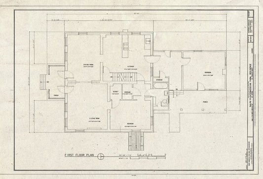 Blueprint HABS MO-1919-A (Sheet 1 of 6) - Ralph Richterkessing Farm, Residence, 4600 I-70 North Service Road, Saint Peters, St. Charles County, MO