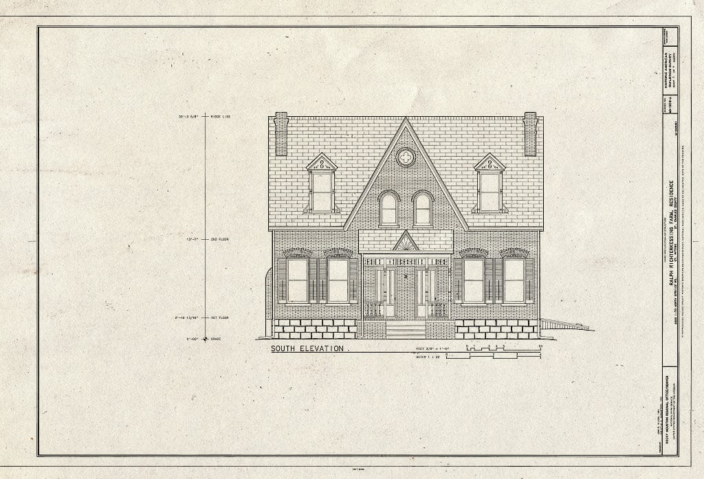 Blueprint HABS MO-1919-A (Sheet 3 of 6) - Ralph Richterkessing Farm, Residence, 4600 I-70 North Service Road, Saint Peters, St. Charles County, MO