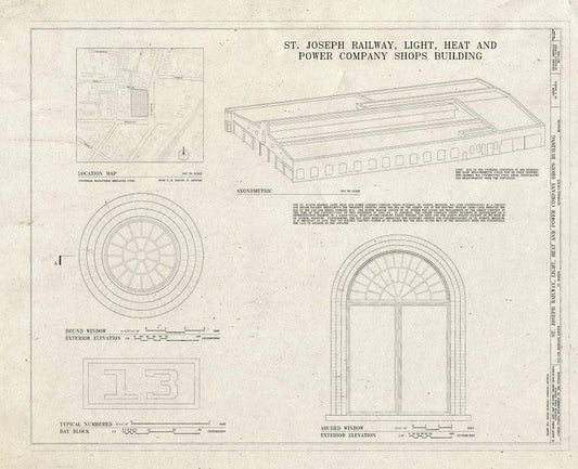 Blueprint HABS MO-1930 (Sheet 1 of 3) - St. Joseph Railway, Light, Heat & Power Company Shops Building, 713-723 Highland Avenue, Saint Joseph, Buchanan County, MO