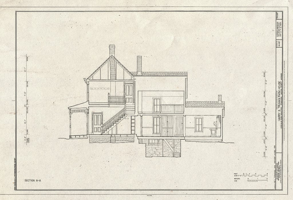Blueprint HABS MO-1937 (Sheet 9 of 12) - Harry S. Truman Farm Home, 12302 Blue Ridge Boulevard, Grandview, Jackson County, MO