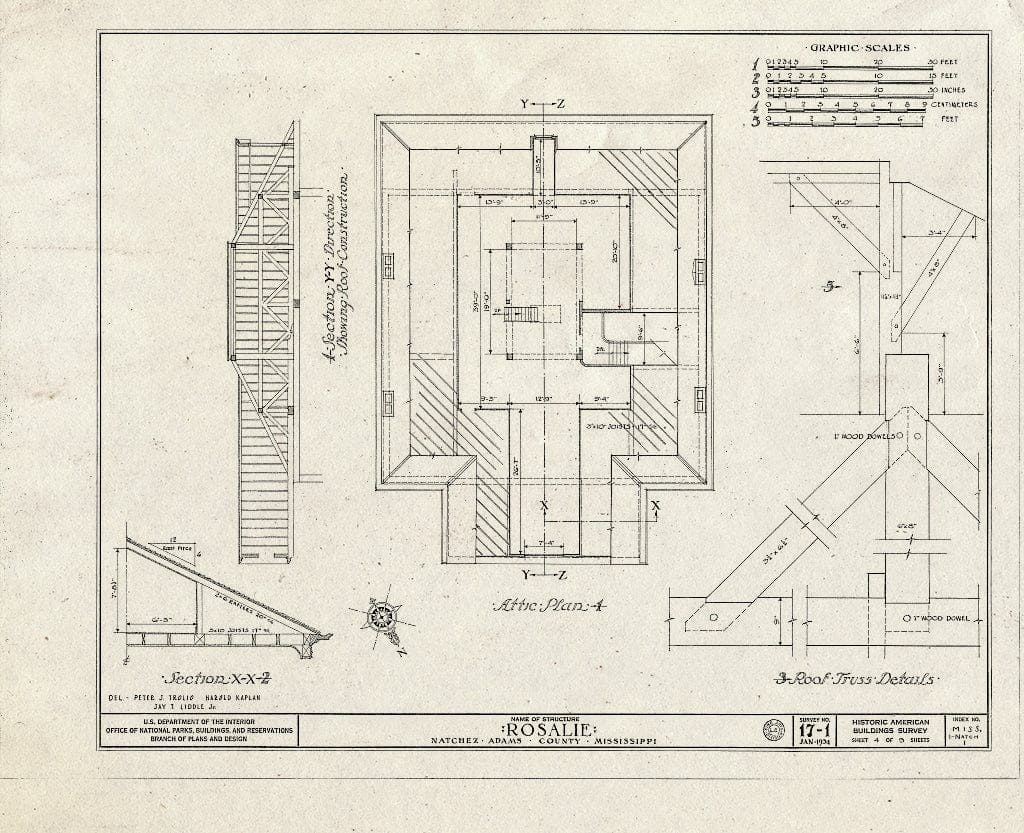 Blueprint HABS Miss,1-Natch,1- (Sheet 4 of 9) - Rosalie, 100 Orleans Street, Natchez, Adams County, MS