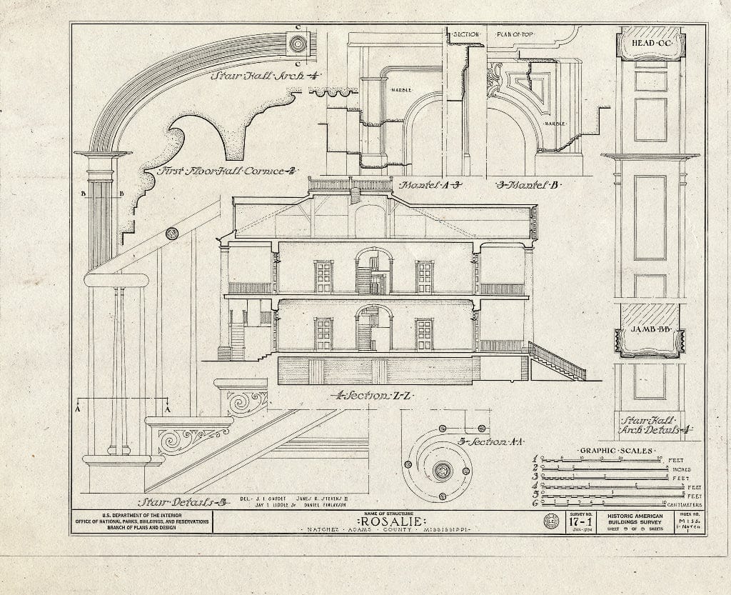 Blueprint HABS Miss,1-Natch,1- (Sheet 9 of 9) - Rosalie, 100 Orleans Street, Natchez, Adams County, MS
