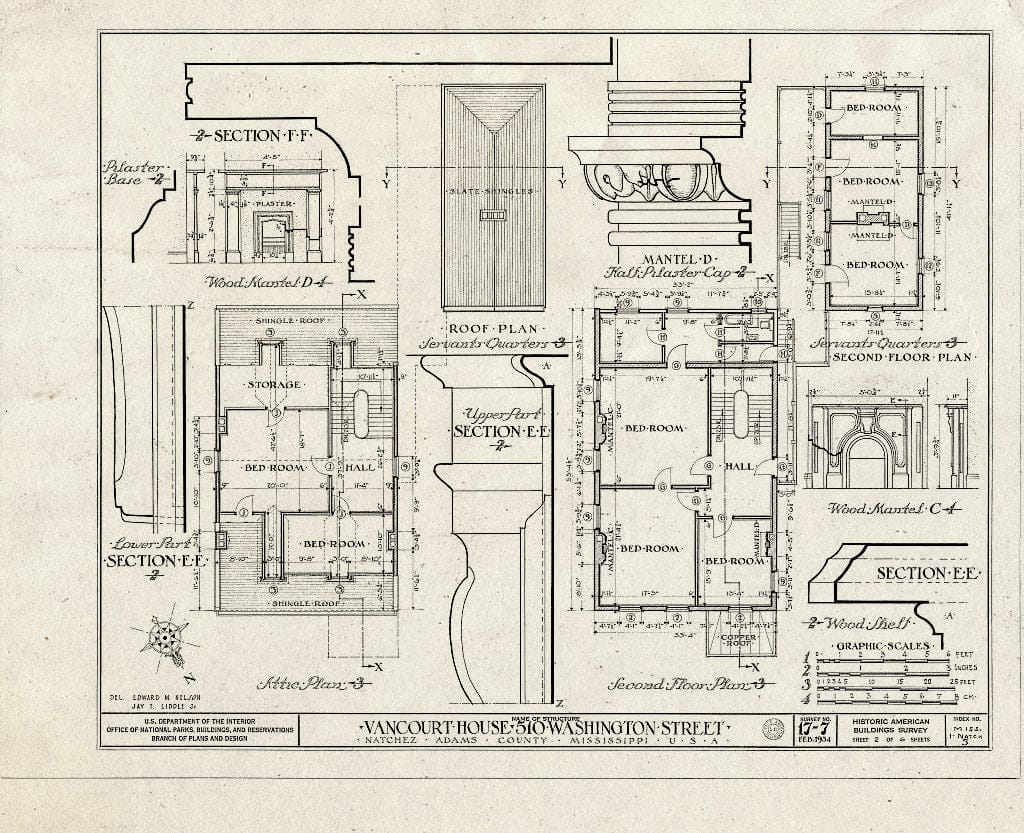 Blueprint HABS Miss,1-Natch,3- (Sheet 2 of 6) - Van Court House, 510 Washington Street, Natchez, Adams County, MS