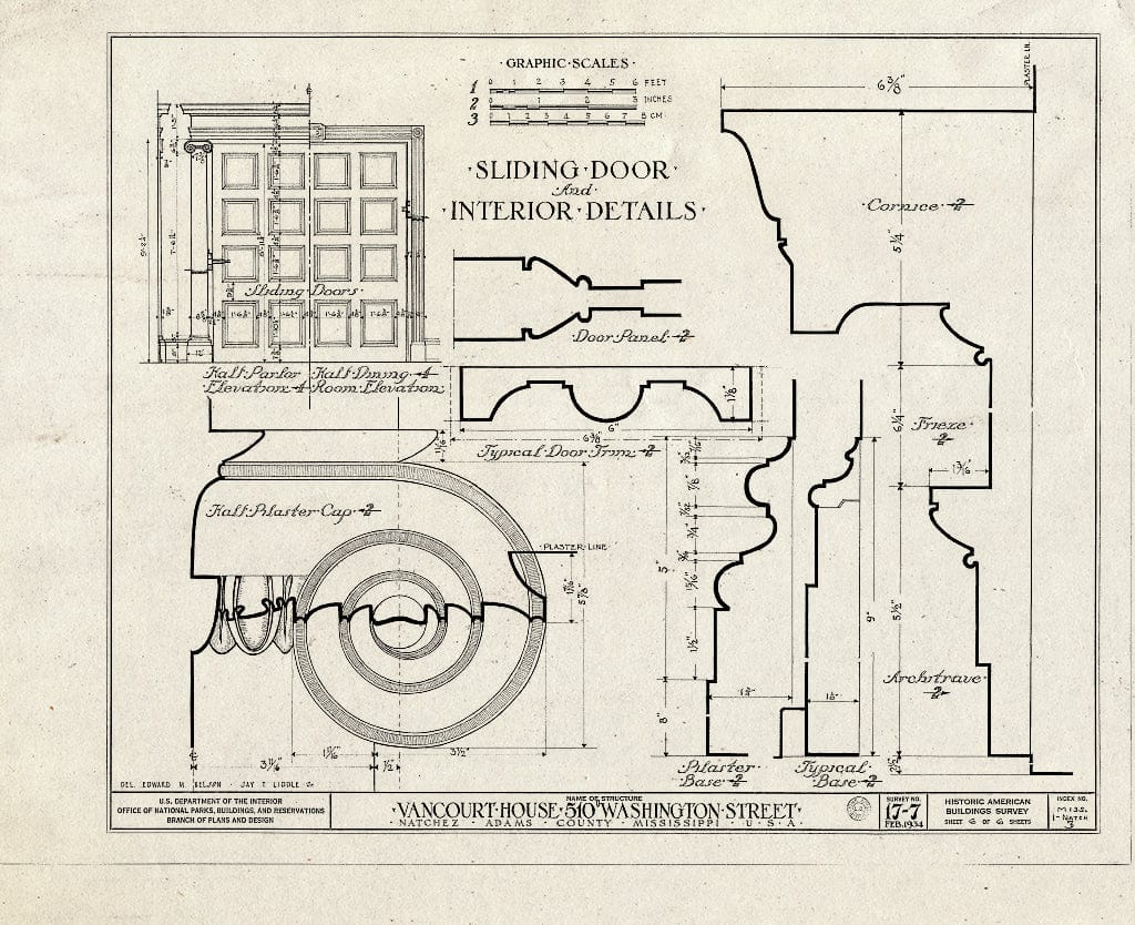 Blueprint HABS Miss,1-Natch,3- (Sheet 6 of 6) - Van Court House, 510 Washington Street, Natchez, Adams County, MS