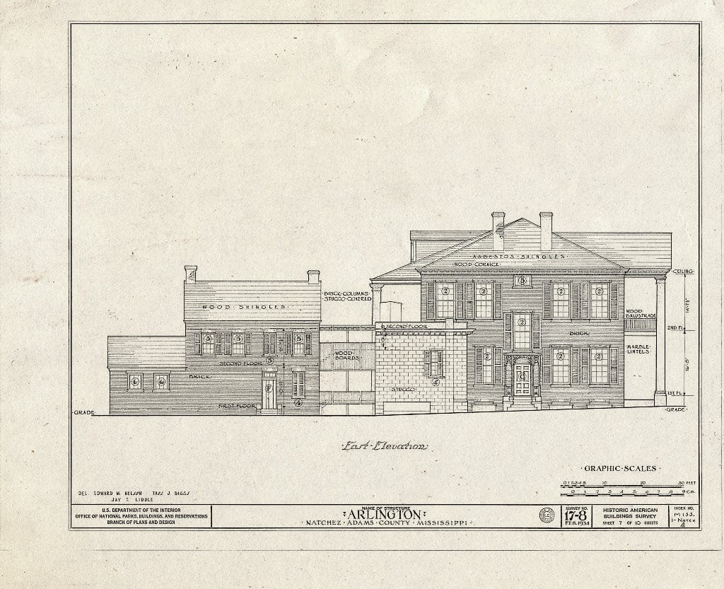 Blueprint HABS Miss,1-Natch,4- (Sheet 7 of 10) - Arlington, Main Street, Natchez, Adams County, MS
