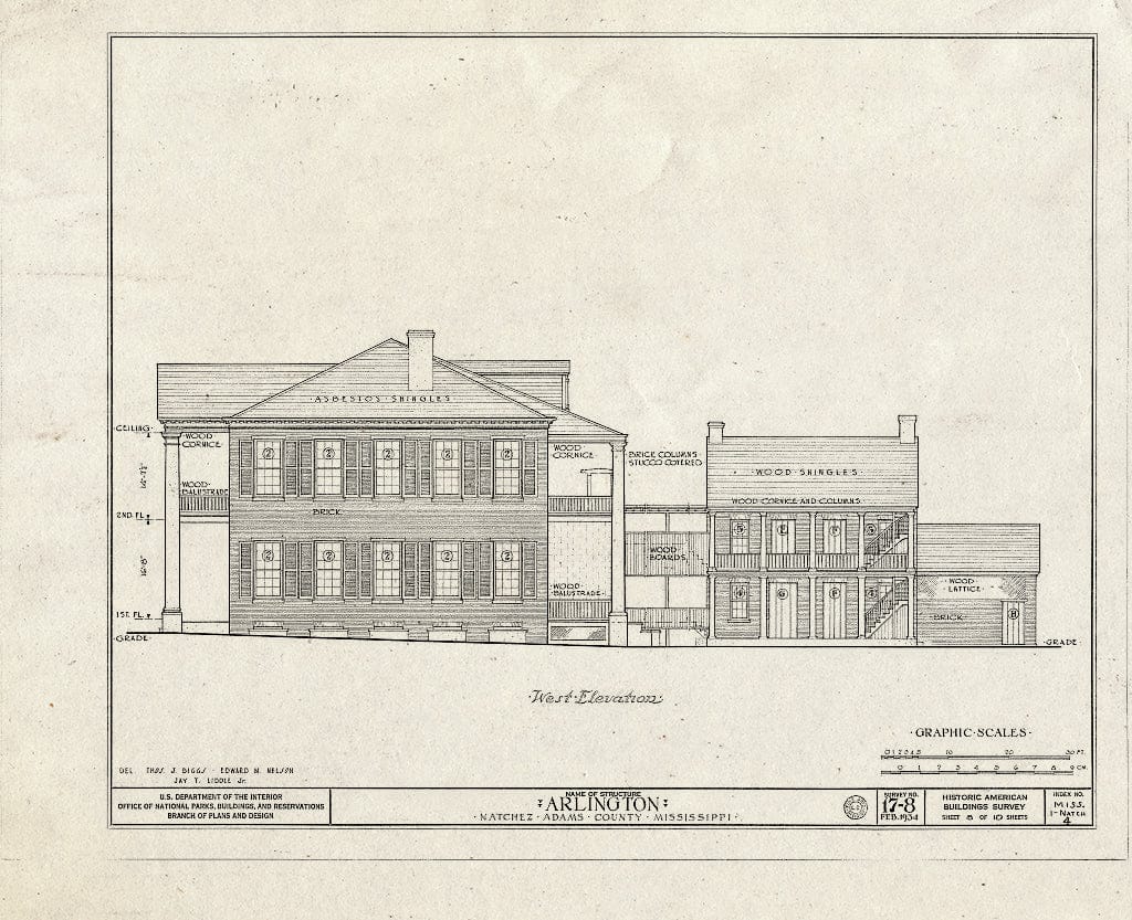 Blueprint HABS Miss,1-Natch,4- (Sheet 8 of 10) - Arlington, Main Street, Natchez, Adams County, MS