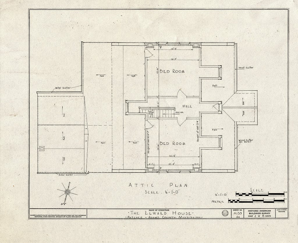 Blueprint HABS Miss,1-Natch,16- (Sheet 2 of 8) - Elward House, 612 Washington Street, Natchez, Adams County, MS