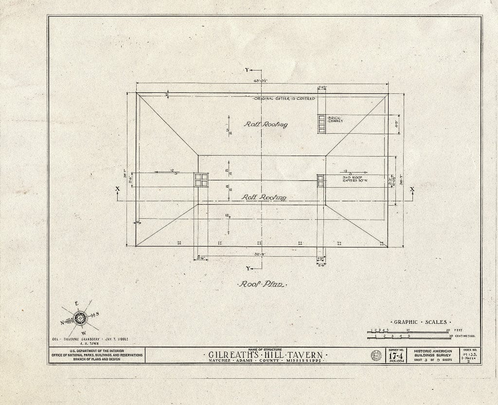 Blueprint HABS Miss,1-Natch,2- (Sheet 3 of 9) - Gilreath's Hill, Canal Street, Natchez, Adams County, MS