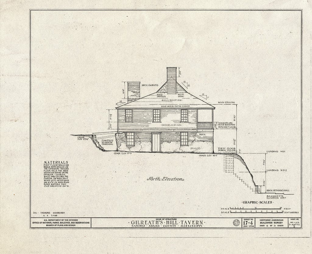 Blueprint HABS Miss,1-Natch,2- (Sheet 6 of 9) - Gilreath's Hill, Canal Street, Natchez, Adams County, MS