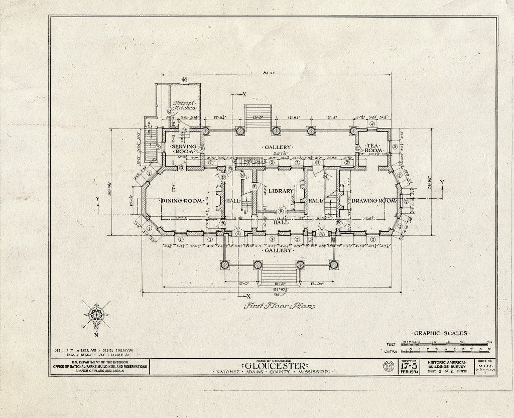 Blueprint HABS Miss,1-Natch.V,1- (Sheet 2 of 6) - Gloucester, Lower Woodville Road, Natchez, Adams County, MS